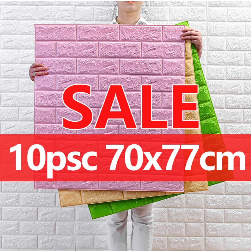 

10pc 77*70cm 3D Wall Sticker Imitation Brick Bedroom Decor Waterproof Self-adhesive Wallpaper For Living Room TV Backdrop Decor