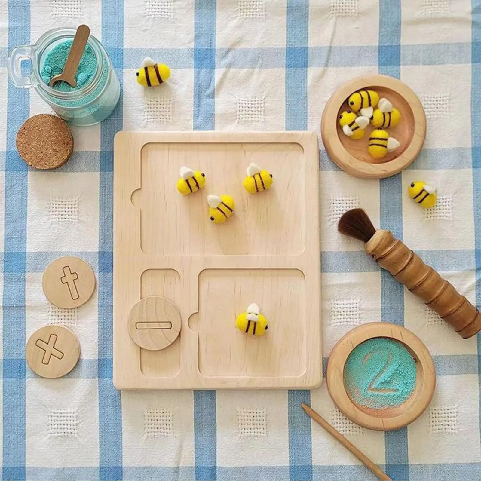 

Montessori Beech Log Board Early Education Three-segment Description Control Baby Groove Pen Writing Board Card Training Pu L8k2