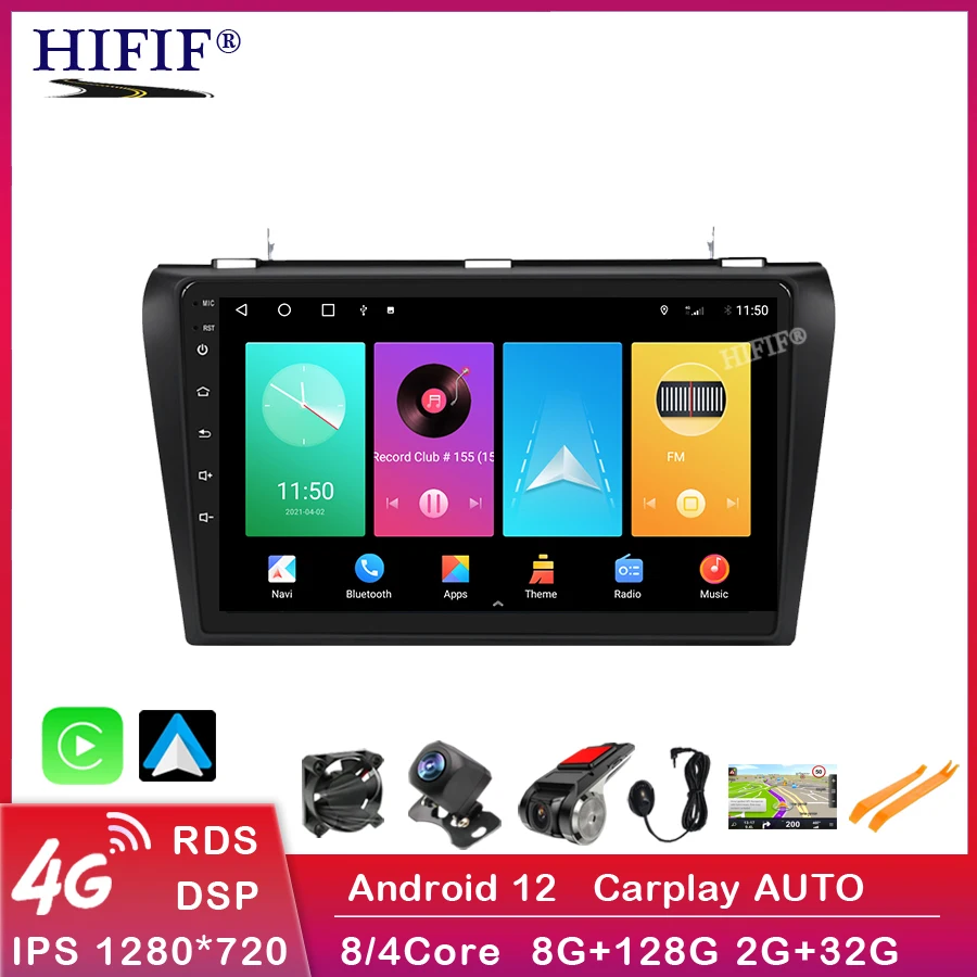 

Автомагнитола 2 ГБ + 32 ГБ Android 12 для Mazda 3 2004-2013 maxx axel Wifi автомобильная стереосистема dvd gps навигация стерео Мультимедийный Плеер