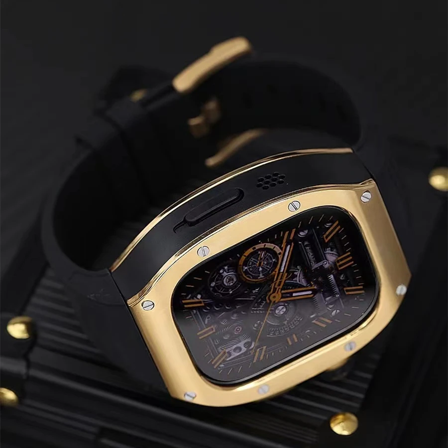 Modification Kit For Apple Watch Ultra Stainless Steel Case For iWatch Series 8 Ultra 49mm Refit Mod Kit Rubber Watch Band