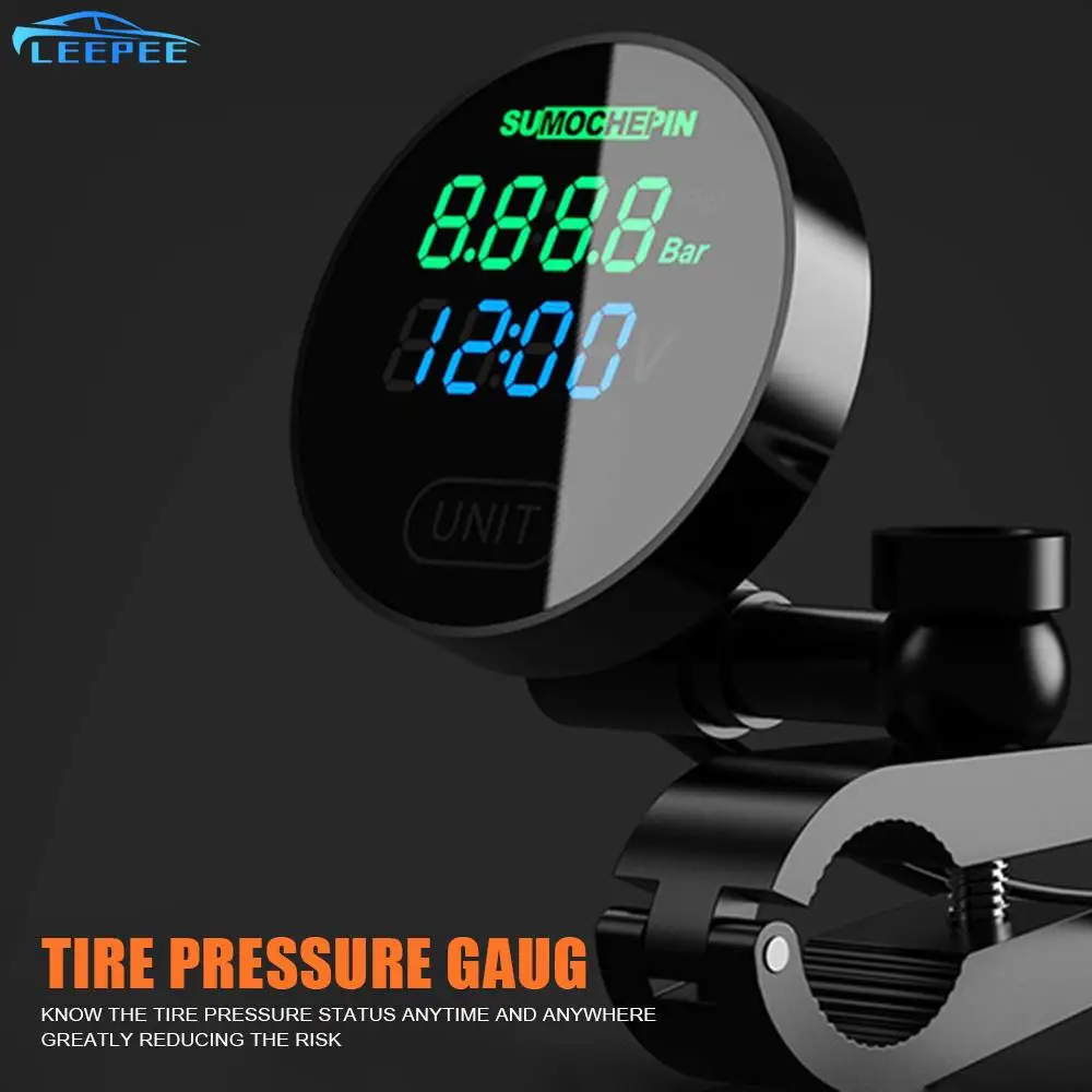 

Tire Pressure Monitor System With External Sensors LCD Digital Display Motorcycle TPMS Tire Pressure Gauge Electric Detector