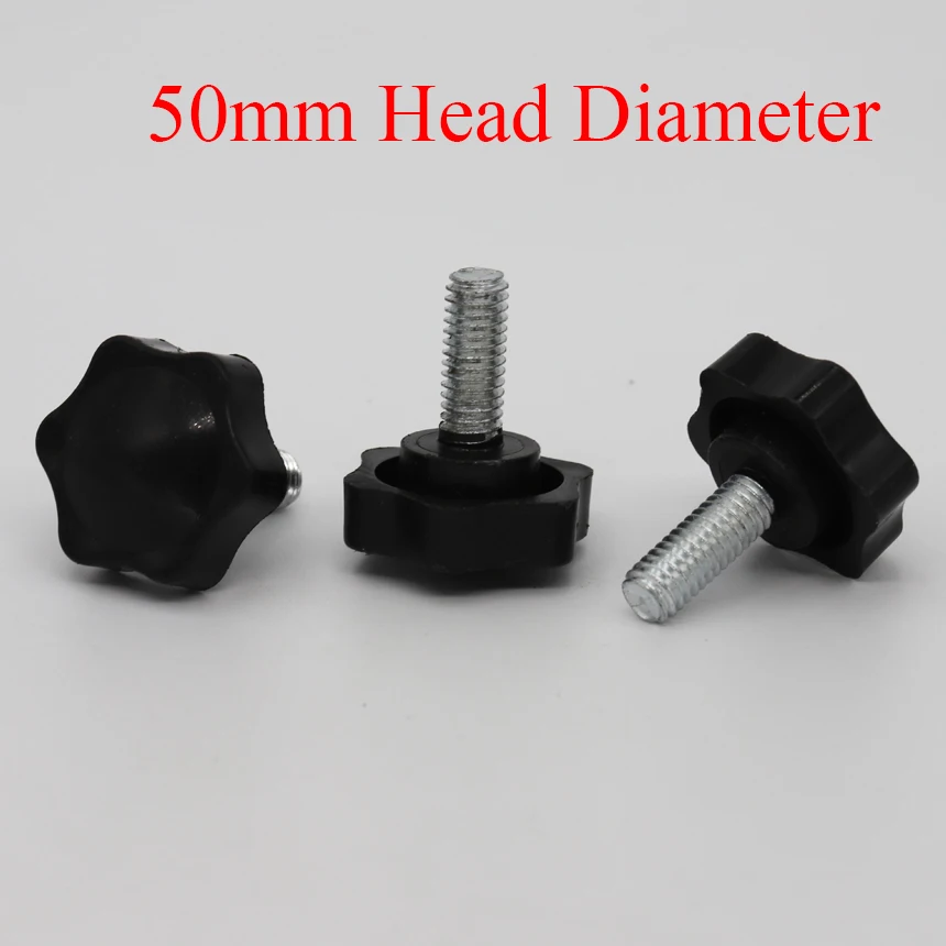 

M8 M10 Male Thread 16mm 20mm 25mm 30mm Thread Length 50mm Head Diameter Torx Six Star Thumb Screw On Handle Clamping Grip Knob