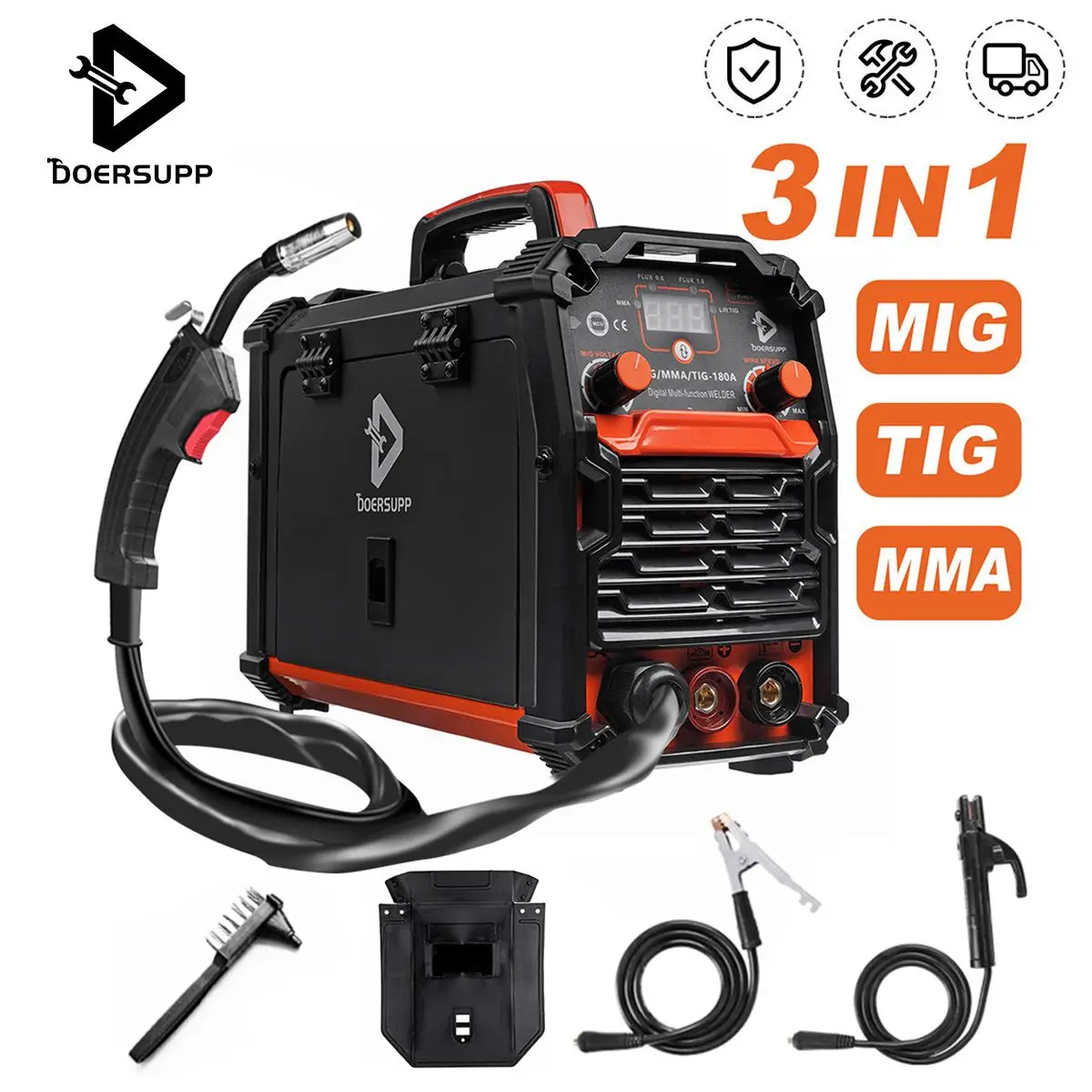 

Полуавтоматический сварочный аппарат 0,8 кВА TIG-180A MIG MMA 3 в 1, аргоновый сварочный аппарат без газа, подходит для сварочного аппарата с флюсово...