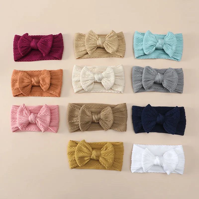 

Baby Bow Headband Elastic Jacquard Wide Hair Band for Kids Girls Solid Color Bowknot Newborn Nylon Headbands Hair Accessories