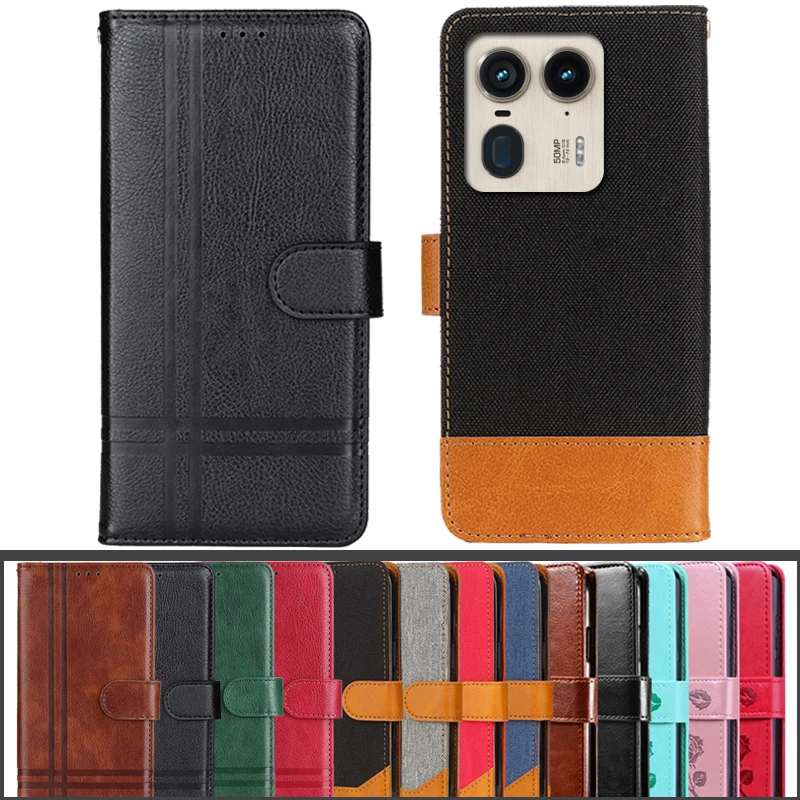 Для Motorola Edge 50 Ultra чехол Etui однотонный кожаный чехол-бумажник для телефона Moto Edge50