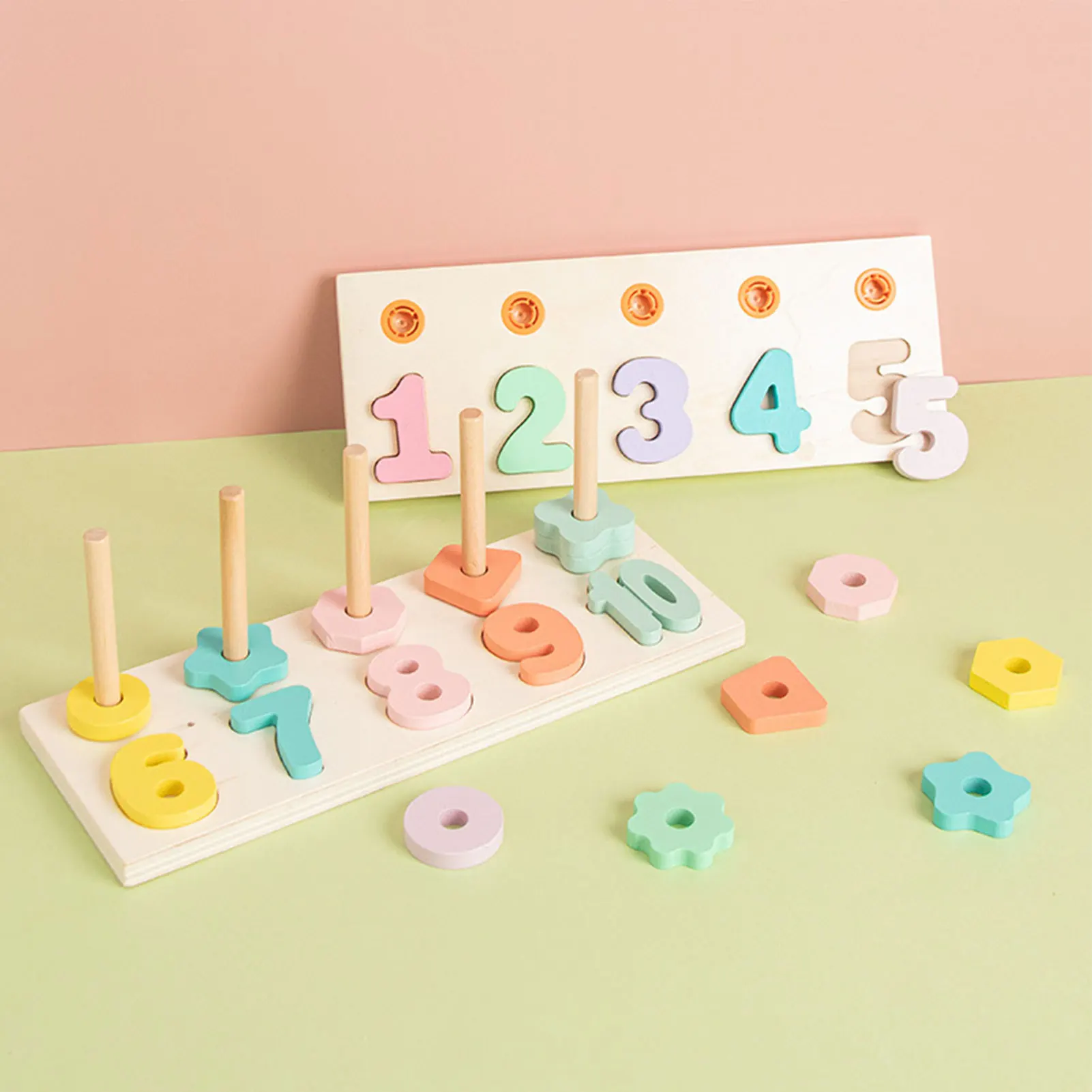 

Children's Montessori Toys Wooden Number Puzzle Building Blocks Matching Game For Toddlers Preschool Education Math Stack Block