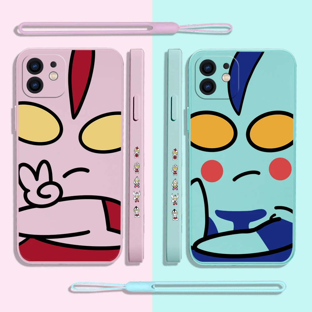 

Masked Warriors Anime Phone Case For iPhone 14 13 12 11 Pro Max Mini X XR XS MAX 8 7 Plus Silicone Cases with Hand Strap