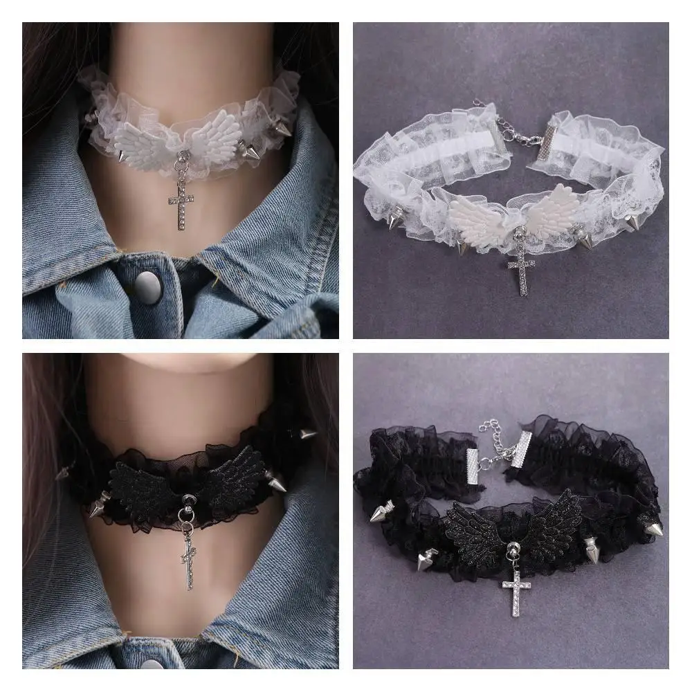 Женское однотонное ожерелье Lolita кружевной чокер с широкими кружевными