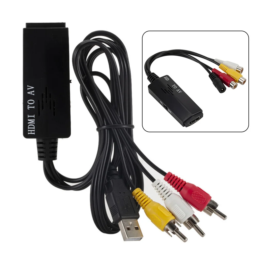 

1pcs 1080P Cable HD HDMI-compatible To Black AV RCA Converter Adapter Cable Long-line For DVD For Cable Box High Quality
