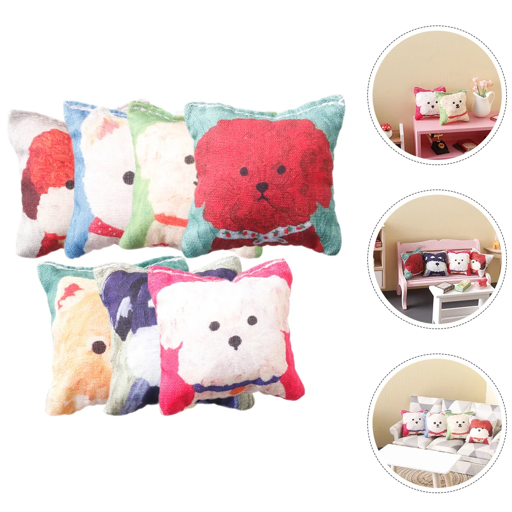 

7 Pcs Mini Throw Pillow House Fake Bed Pillows Miniature Pp Cotton Accessories The