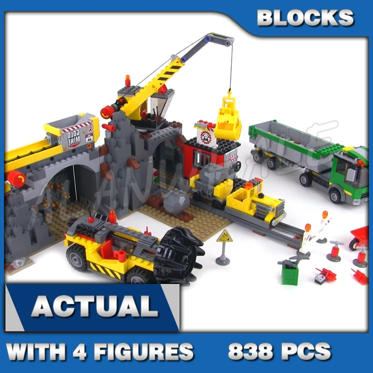 

838pcs City The Mine Drill Machine Transport Train Truck Crane Jackhammer 02071 Building Block Sets Compatible With Model