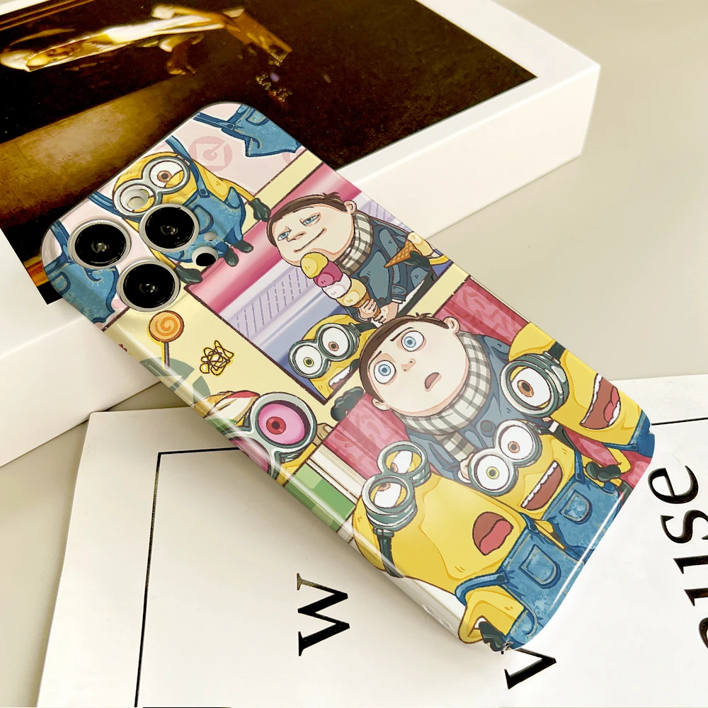 Фото Милый забавный чехол для телефона M-Minions с рисунком из мультфильма для Samsung S 24 25 23 22 Ultra Plus A 04E 5G HD Hard Cover Film Shell №4
