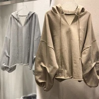 new oversize womens korean long sleeved hooded sweater loose casual solid color all match jacket harajuku fashion clothing