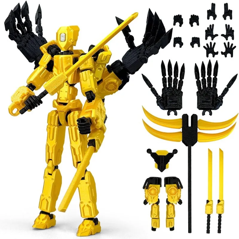 Фото Многофункциональная 3D-печатная подвижная фигурка-манекен 13 Lucky Iron Fist Robot Toy Jianghu Swordsman 13 Lucky Dummy Anime Action Figure №1