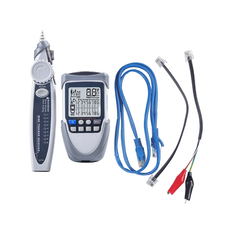 

Handheld Multi-Function Network Cable Tester LCD Screen Display Digital Wire Trackers Voltage Polarity POE Test