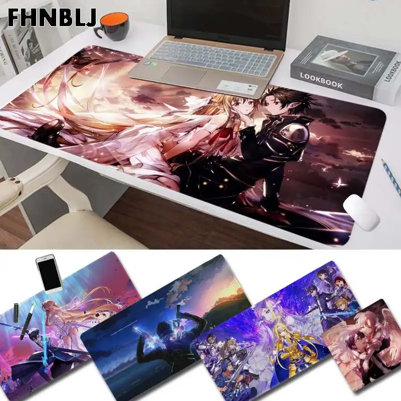 

FHNBLJ Sword Art Online In Stocked Rubber Mouse Durable Desktop Mousepad Size For Large Edge Locking Speed Version Keyboard Pad
