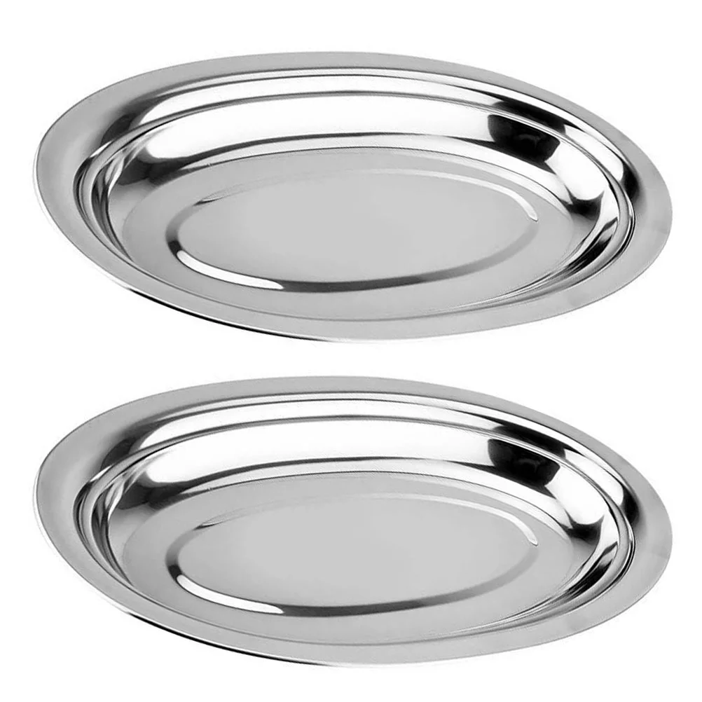 

2pcs Dessert Serving Dish Dish Dinner Tableware Lunch Metal Appetizer Plate Fruit Dessert Dish