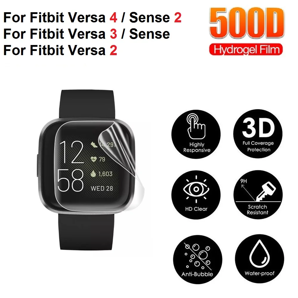 TPU Film For Fitbit Versa 2 3 4 Scratch Proof Screen Protector For Fitbit Sense Sense2 Soft Hydrogel Protective Film (not glass)