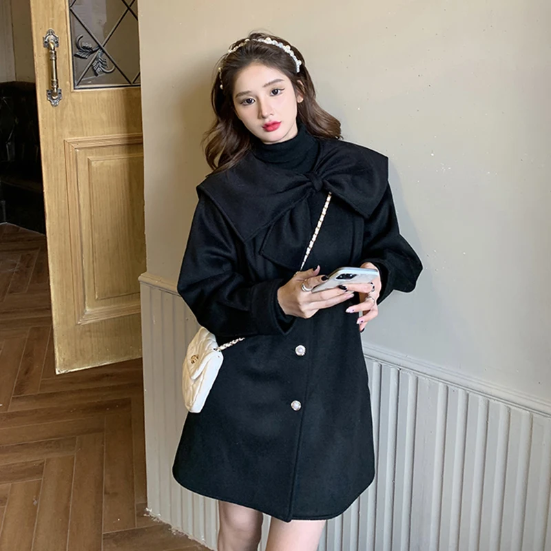 

Женское шерстяное пальто с круглым вырезом, 3 цвета