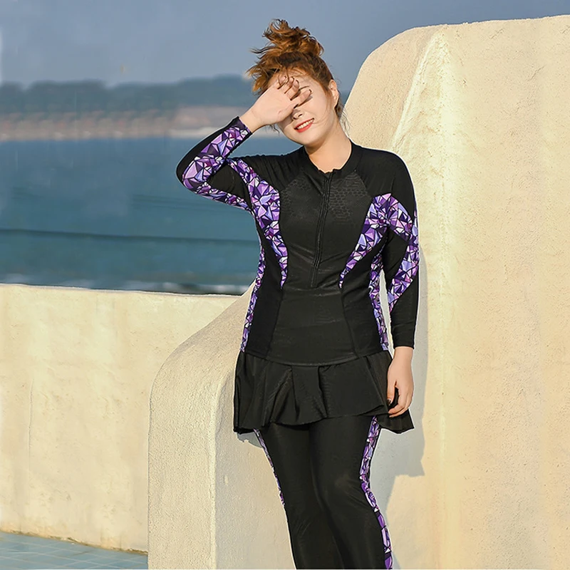 

Мусульманский купальник размера плюс Burkini модный закрытый женский консервативный купальник с юбкой, купальные костюмы, Мусульманский купа...