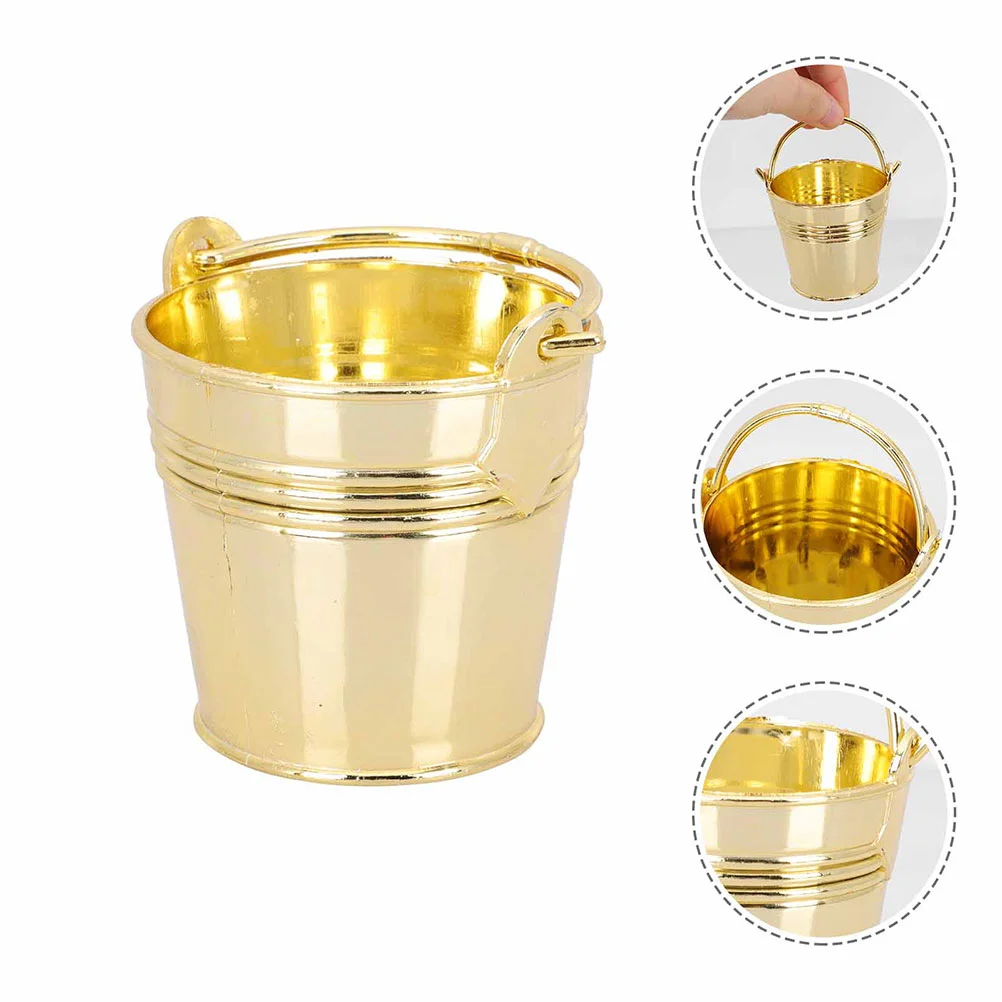 12 Pcs Wedding Candy Box Small Bucket Tin Buckets Handle for Gifts Snacks Treat Christmas