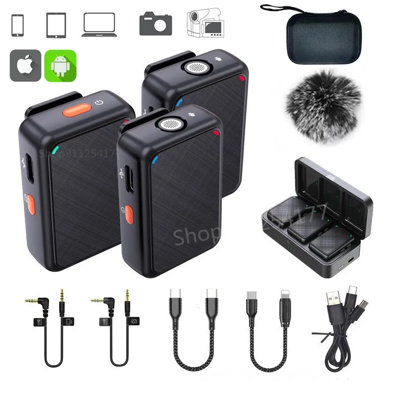 

2.4G Wireless Lavalier Lapel Microphone for Iphone Android Smartphone DSLR Camera Mic Youtube Live Streaming Interview Microfone