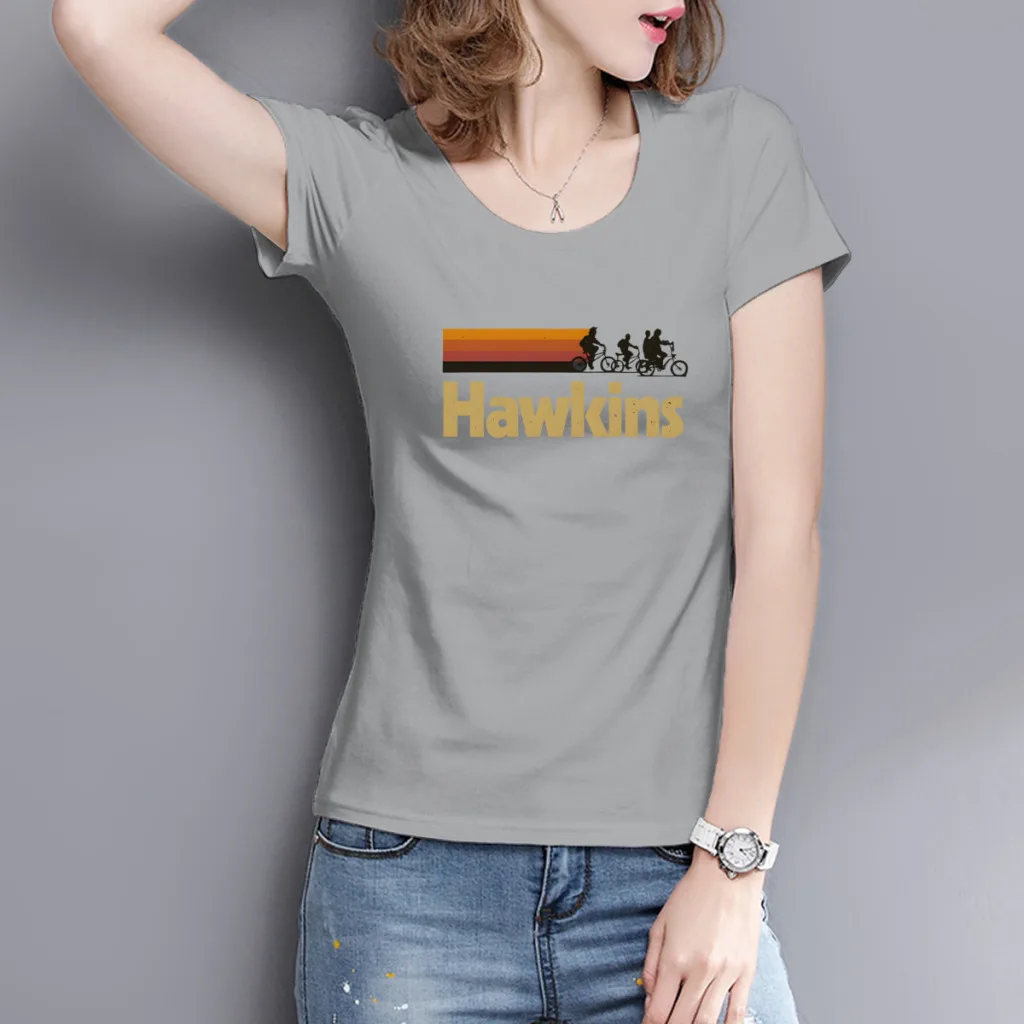 Винтажная женская футболка 80-х годов из сериала Visit Hawkins Indiana с короткими рукавами