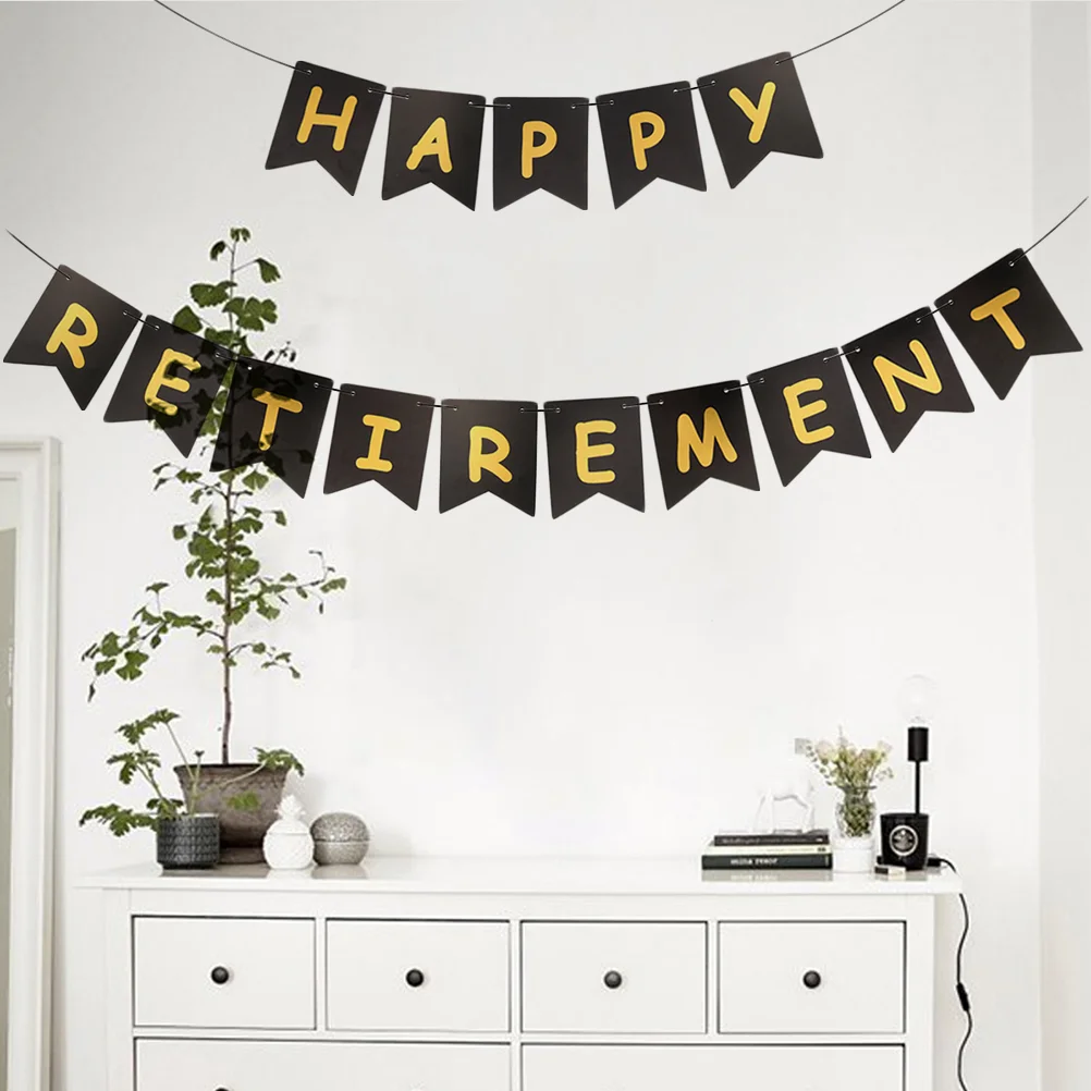 

1 Set Retirement Banners Paper Bunting Backdrops Photo Props for Retirement Party