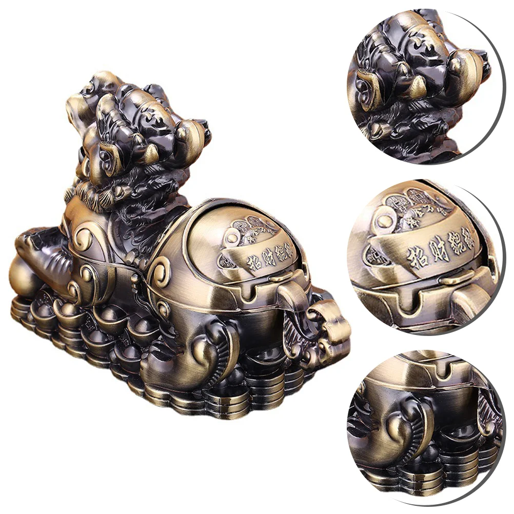 

Ashtray Ash Holder Tray Chinese Outdoor Vintage Feng Portable Shui Windproof Retro Containeriron Smokelesscute Patio Smoker