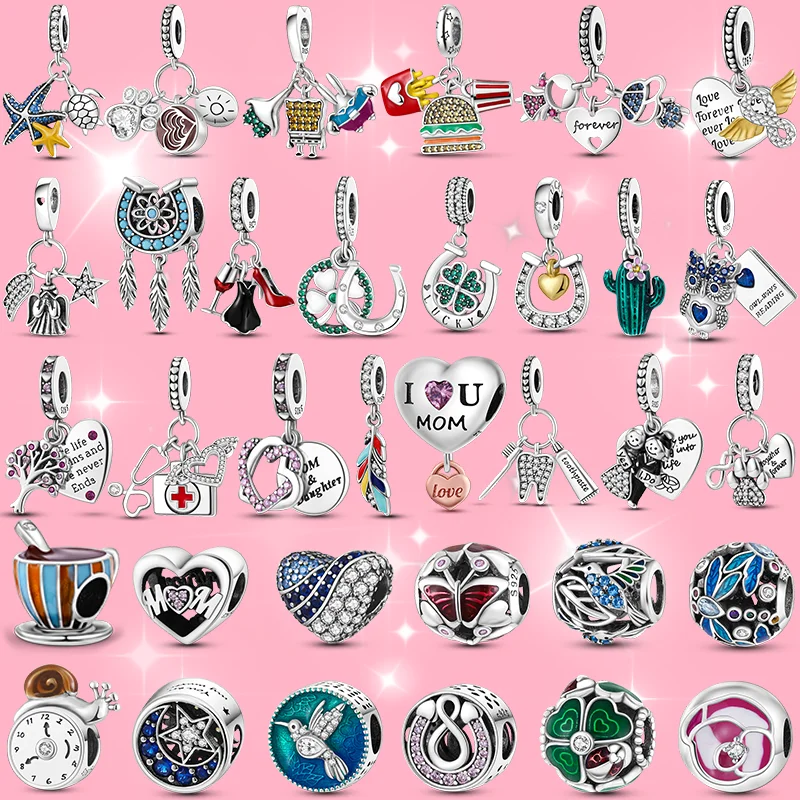 

Coffee Hummingbird Cactus Charms Beads Fit Original 925 Silver Pandora Charm Bracelets Bangle For Women Diy Making Jewelry Gift