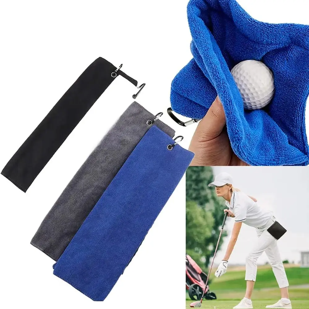 

Heavy Duty Carabiner Clip Tri-fold Golf Towel Premium Microfiber Fabric High Water Absorption Golf Towel Tool With Hook