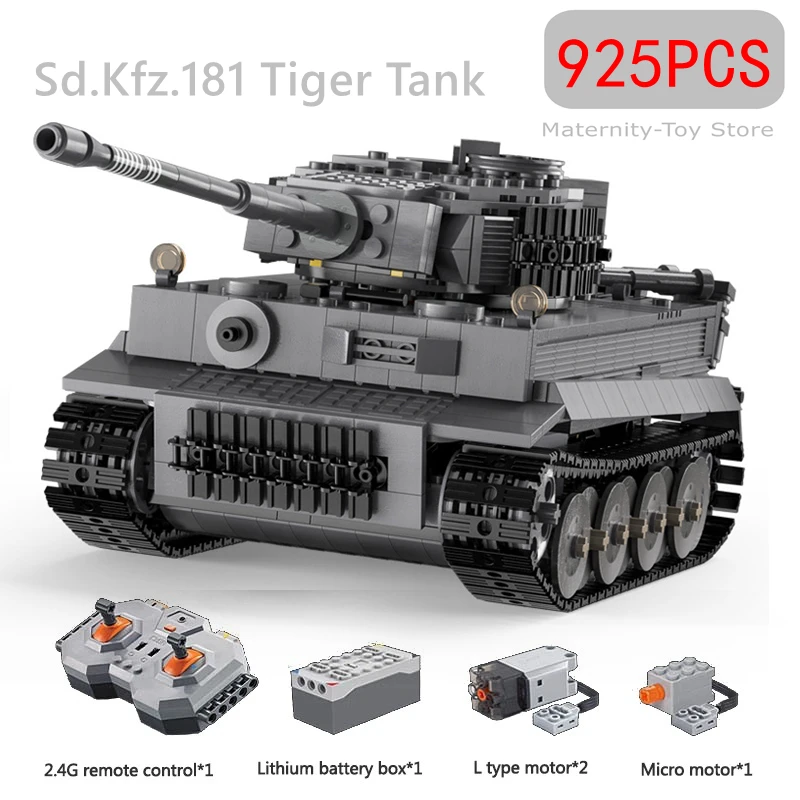 925 шт. Ww2 военная армия 1:35 Sd.Kfz.181 Tiger Tank City пульт дистанционного управления