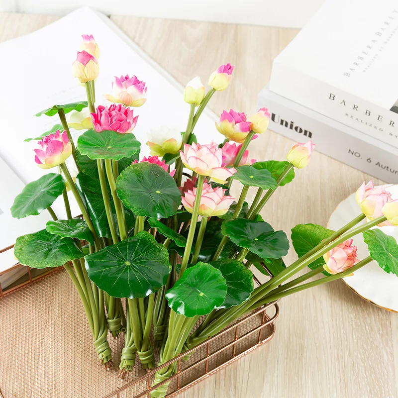 

Mini Real touch lotus 27cm long Buddha Hall living room home office natual spiritual decoration weding party flower bouquet