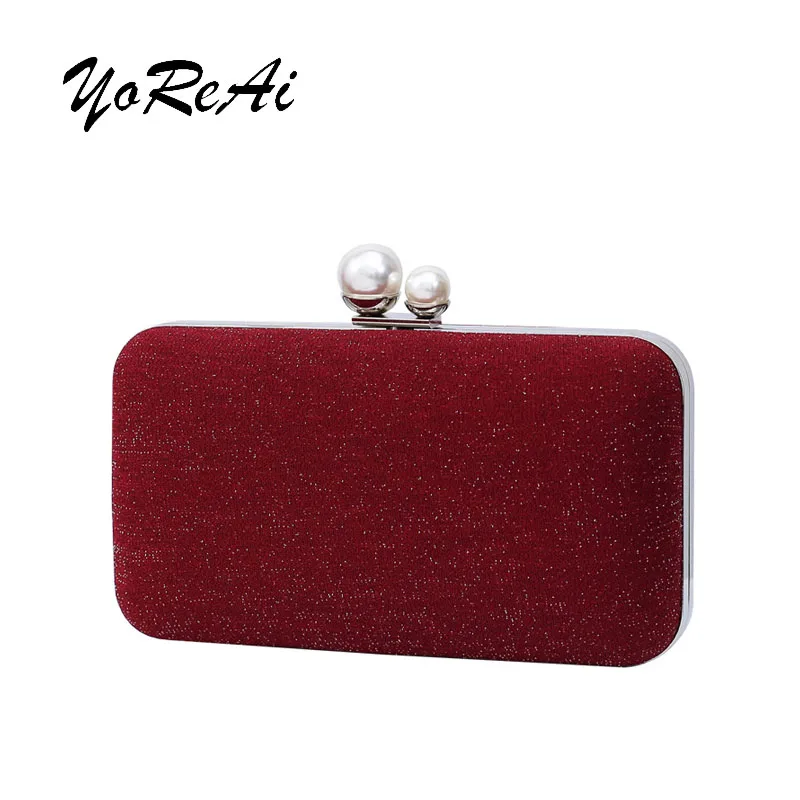 

YoReAi Woman Fashion Evening Clutch Bag Pearl Nylon Wallet Lock Cell Phone Pocket Ladis Small Cosmetic Pouch Shoulder Package