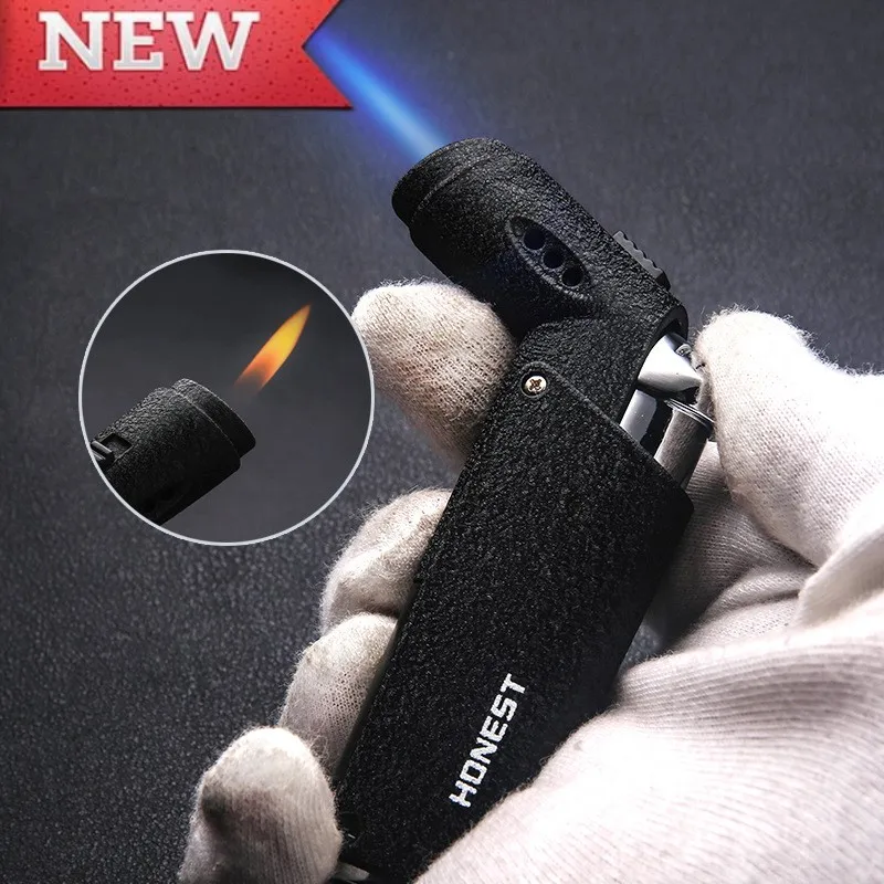 

Honest 2023 New Mini Direct-flash Flame Butane Cycle Inflatable Lighter Outdoor Windproof Portable Metal Men's Luxury Gadgets