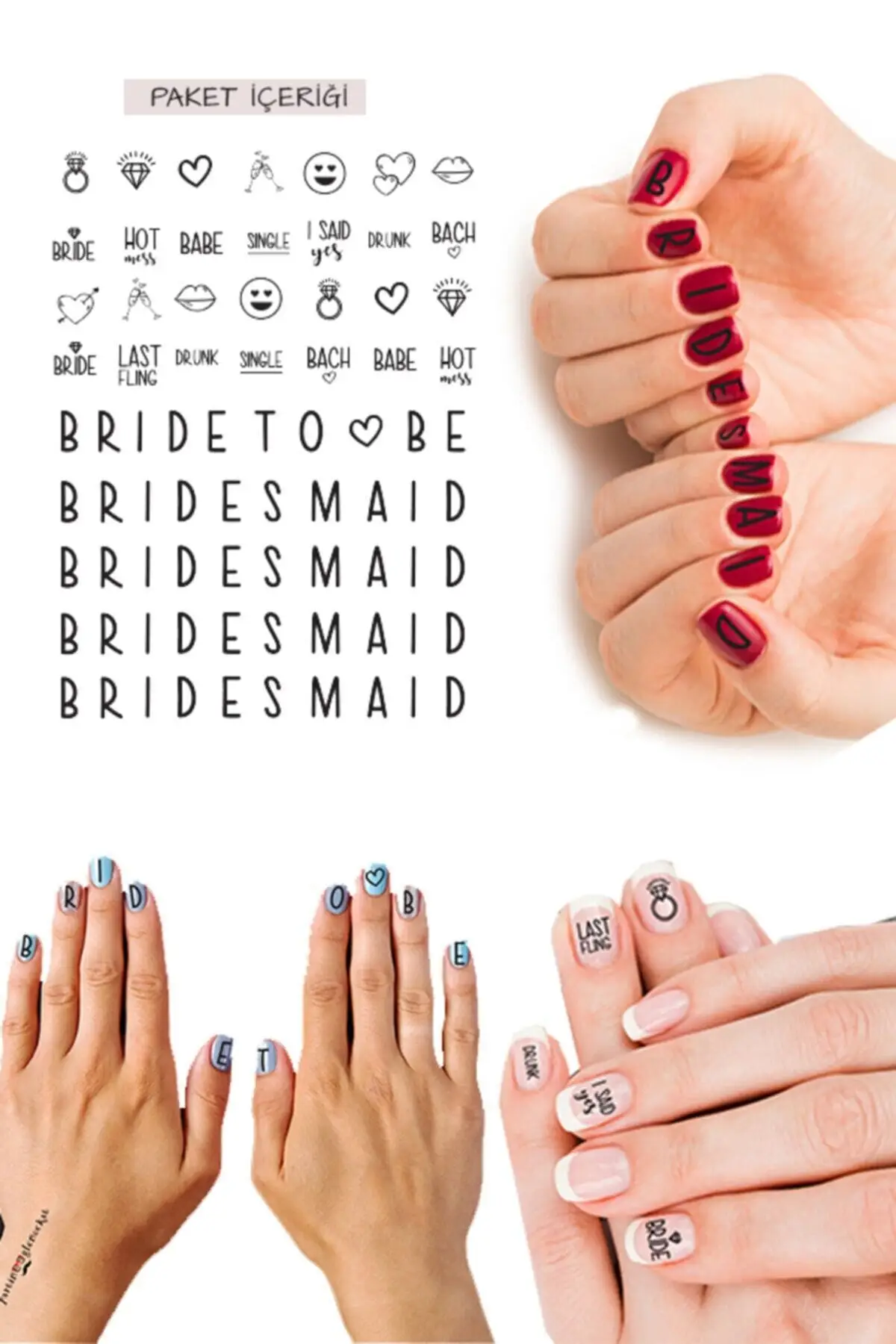 

Bride Bridal Temporary Nail Tattoo Nail Tattoo Bachelorette henna bride veil welon