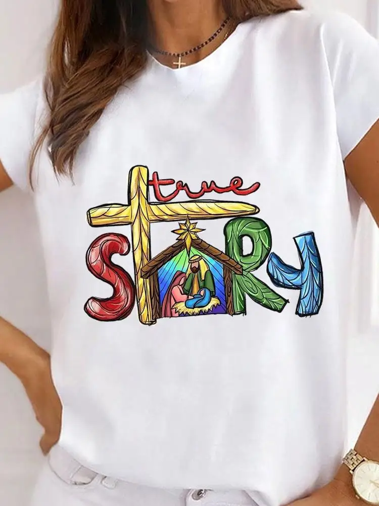 Милый тренд модная Новогодняя женская футболка с милым принтом топ одежда