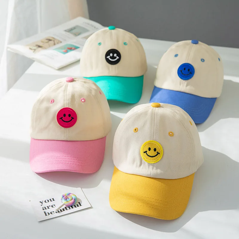 

Baby Hat For Spring Peaked Cap Smiley Cotton Thin Adjustable Sun Hat Cool Sun Protection Baseball Cap Summer For Children Boys