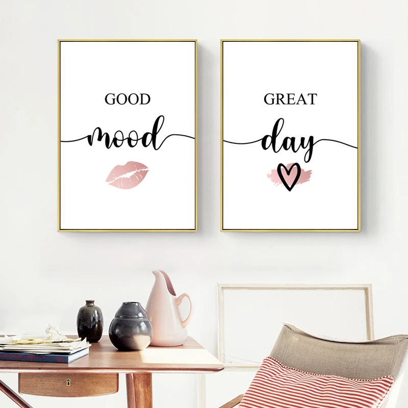 Скандинавский розовый женский красный лак для ногтей с цитатами постеры макияжа