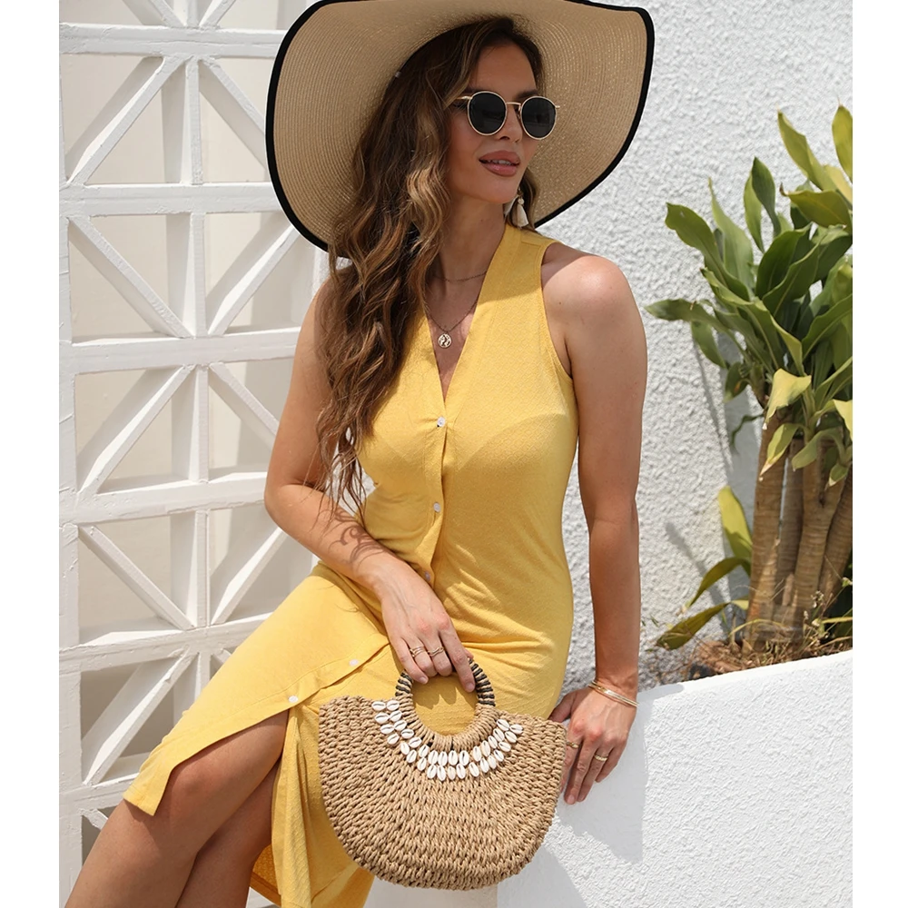 

Женское платье-футляр с V-образным вырезом, без рукавов