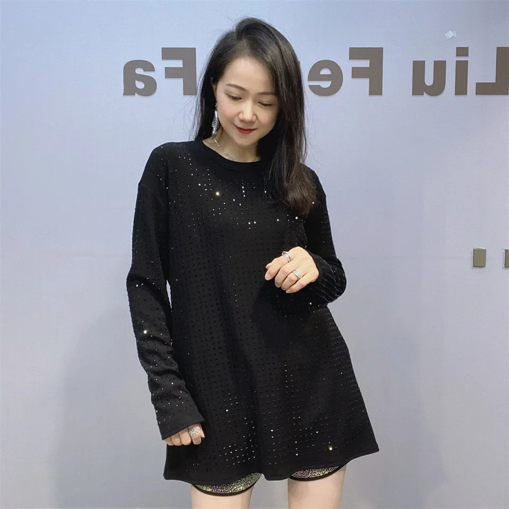 Утолщенная шлифовка осенне-зимняя женская базовая футболка средней длины