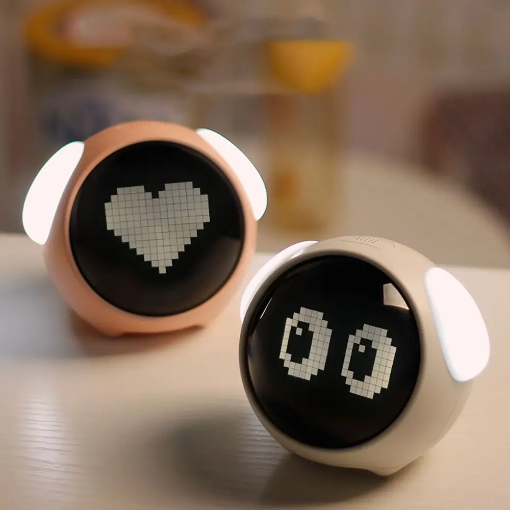 

Voice Control Household Item with LED Night Light ABS Shell Alarm Clock Bedside Clock Expression Alarm Clock Desktop Decor