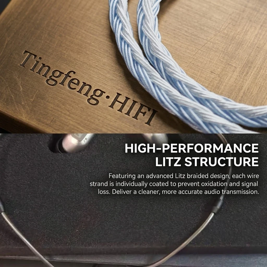 Фото Кабель Tingfeng 24 Core MMCX для Sennheiser IE900 IE600 IE300 IE200, плетеный из линтовой проволоки, балансный, 2.5/3.5/4.4 мм, улучшенный провод, 1.2 м №2