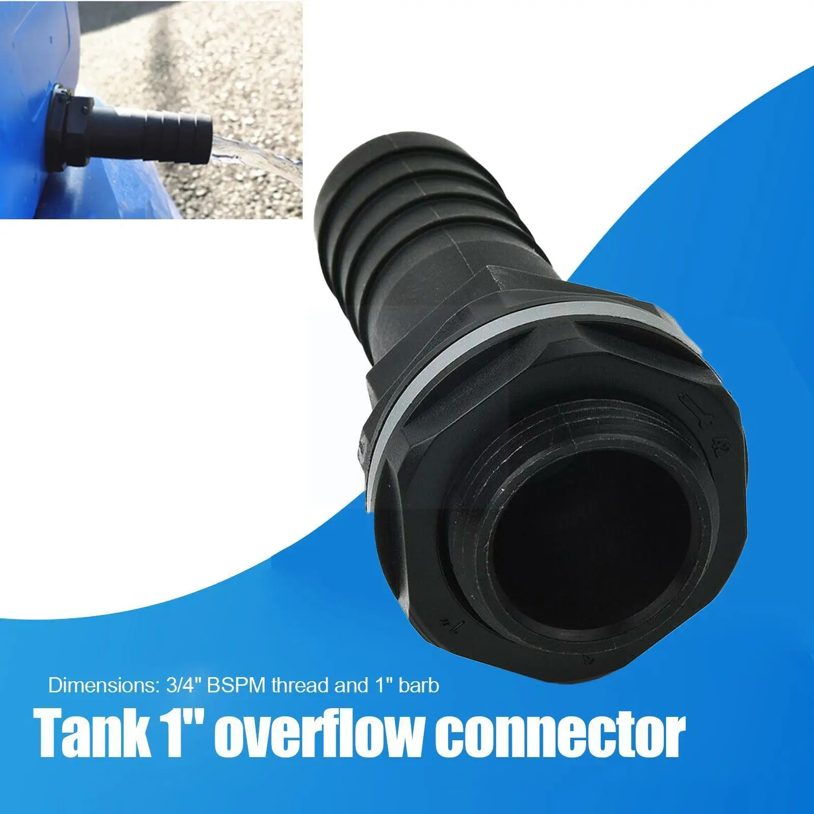 

Резервуар IBC с резьбой BSPM, 3/4 дюйма, выход для резервуара для воды до 1 дюйма, перелив с коннектором и водяной шайбой, быстрая гайка, штуцер, сое...