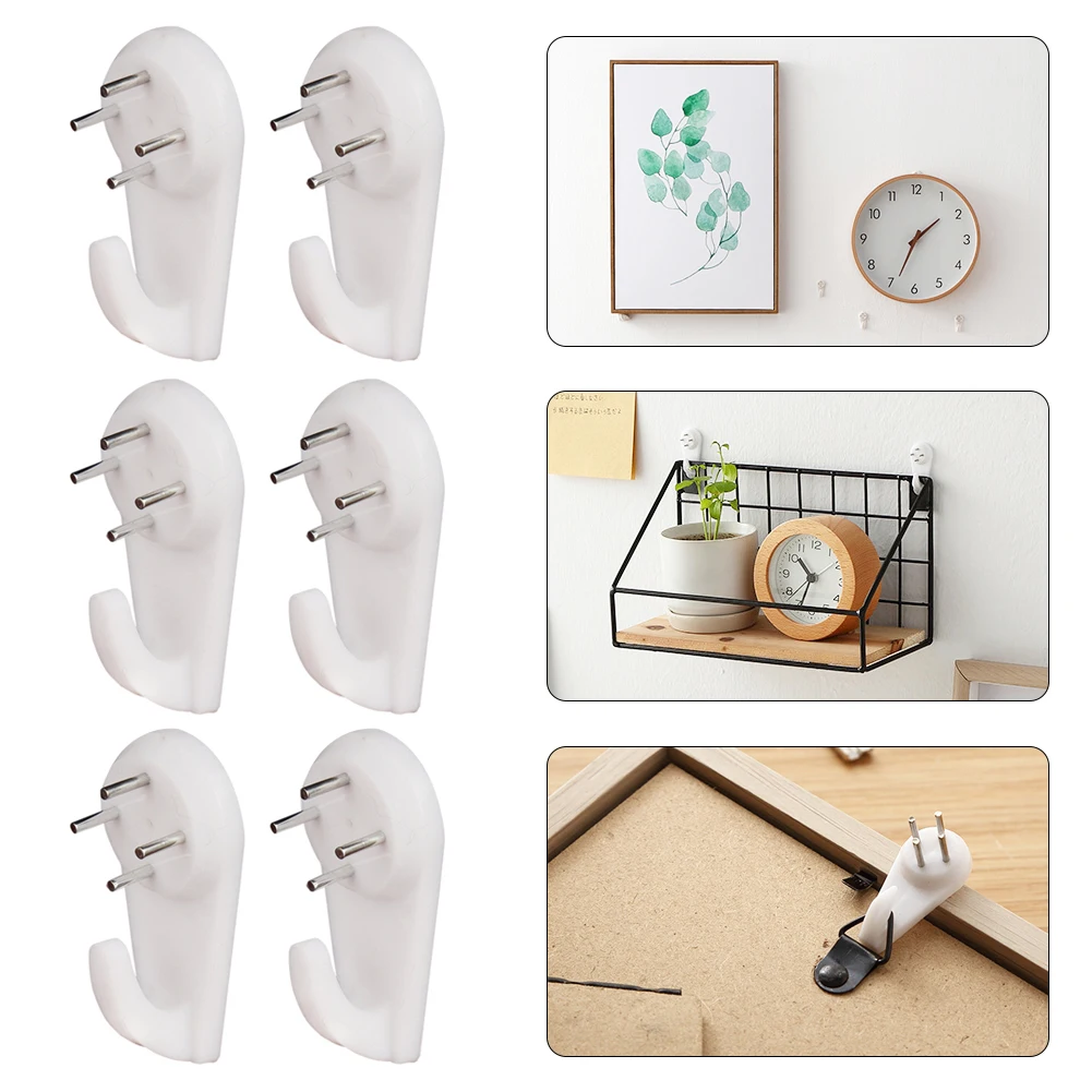20pcs/set Photo Frame Hanging Hook White Painting Hook Plastic Invisible Wall Hooks Mount Photo Picture Nail Hook Hangers