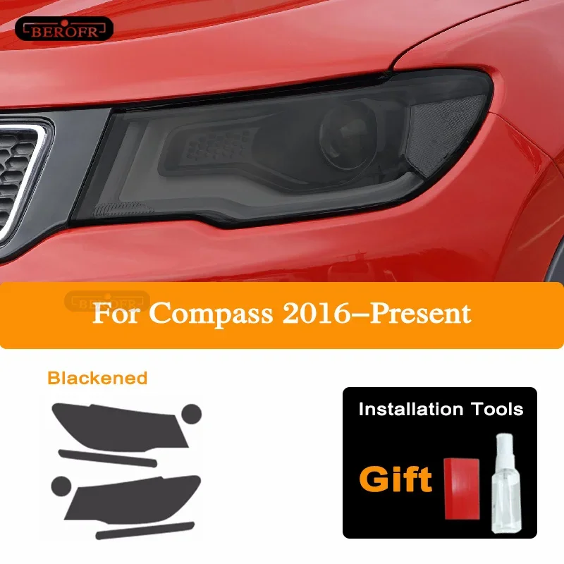 

Для Jeep Compass 2017 2018 2019 2020 Защитная затеняющая пленка для автомобильной фары дымчато-черная Прозрачная защитная наклейка из ТПУ