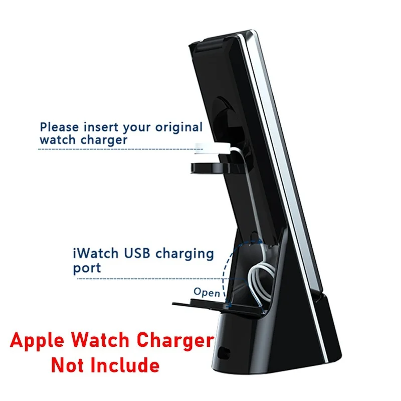 5in1 alarm clock wireless charger stand for iphone 13 12 11 pro max table lamp 15w fast charging station for apple watch airpods free global shipping