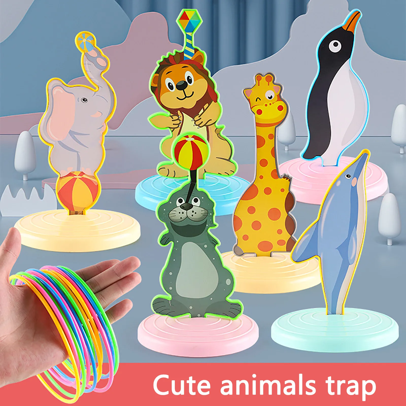 

Cartoon Animal Model Throwing Lasso Game Plastic Ring Children Throwing Lasso Game Baby Education Parent-Child Interactive Toys