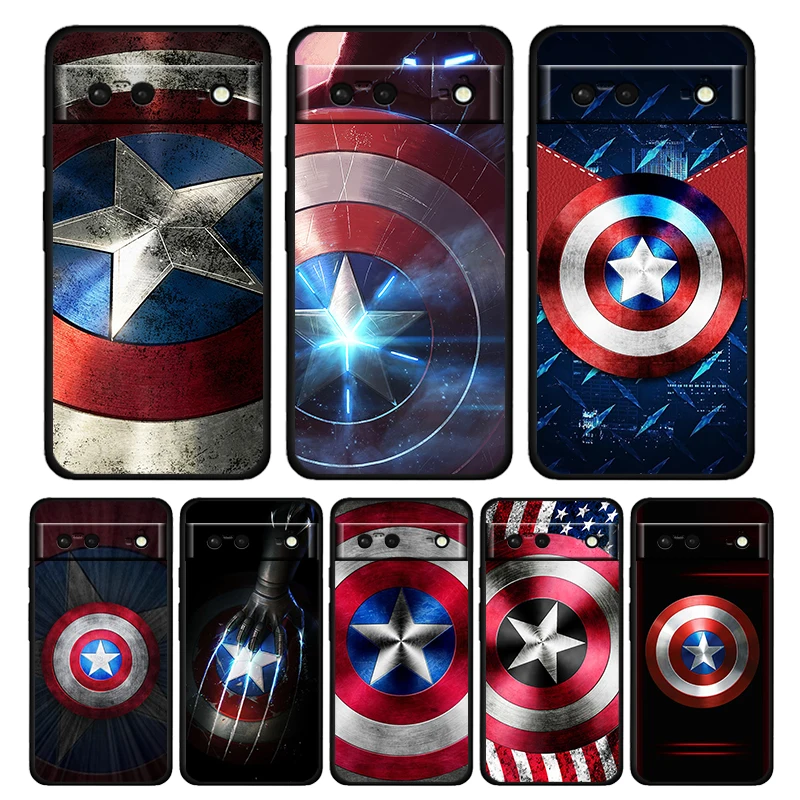 

Shield captain america marvel Shockproof Case for Google Pixel 7 6 Pro 6a 5 5a 4 4a XL 5G Soft Black Phone Cover Core Shell Capa