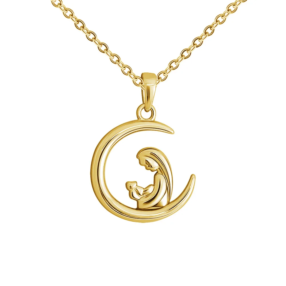 

Mother Baby Crescent Moon Charm Pendant Necklaces for Mom Daughter Son Family Gifts Mother and Child Infinity Symbol Pendant